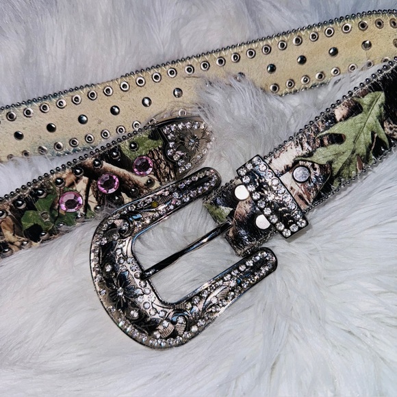 Angel Ranch Tree Camo Pink Studded Western Belt main image 5